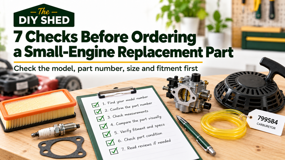 DIY Shed guide to checks before ordering a small-engine replacement part