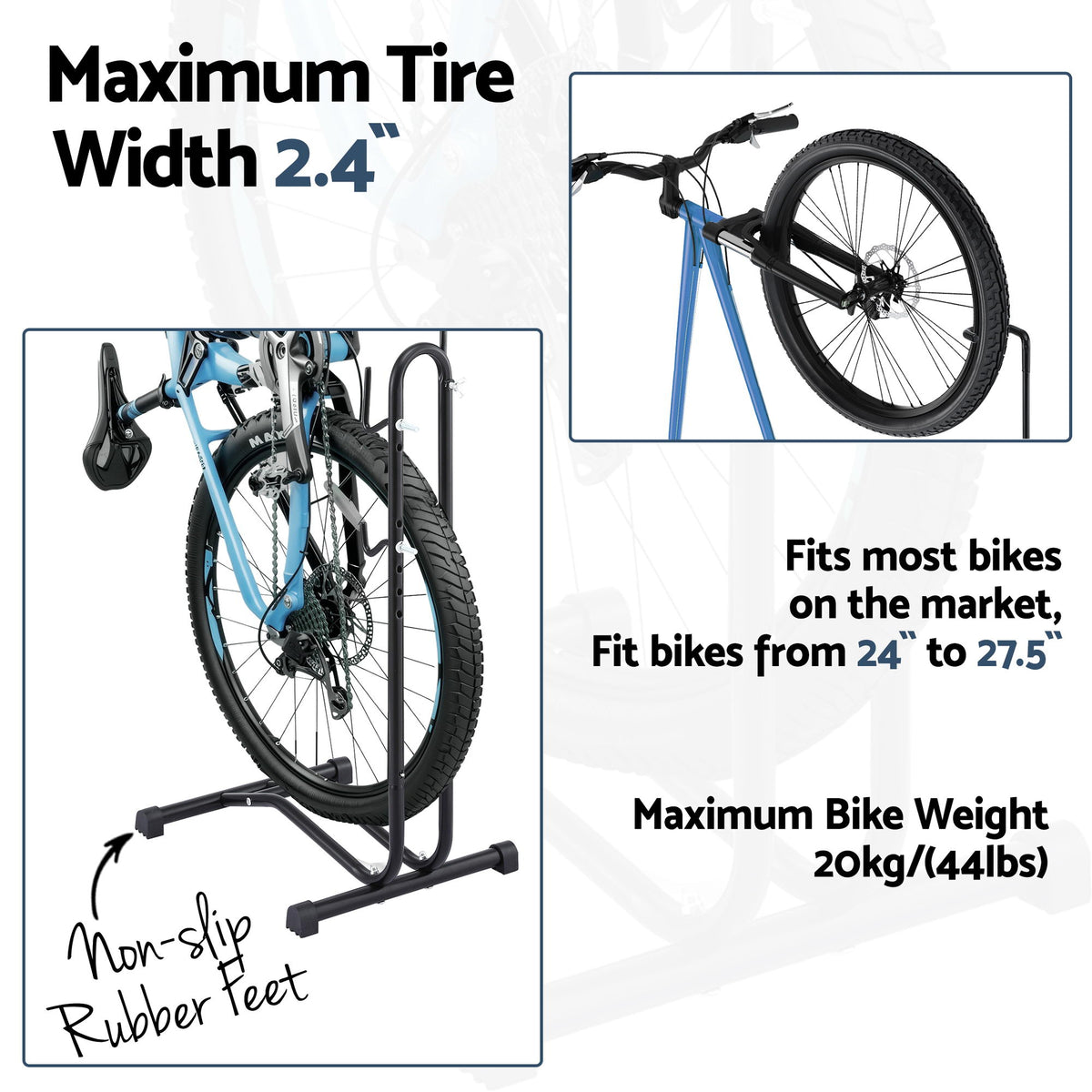 Weisshorn 4-in-1 Bike Parking Stand Vertical Floor Storage Rack for 24"-27.5" Bicycles