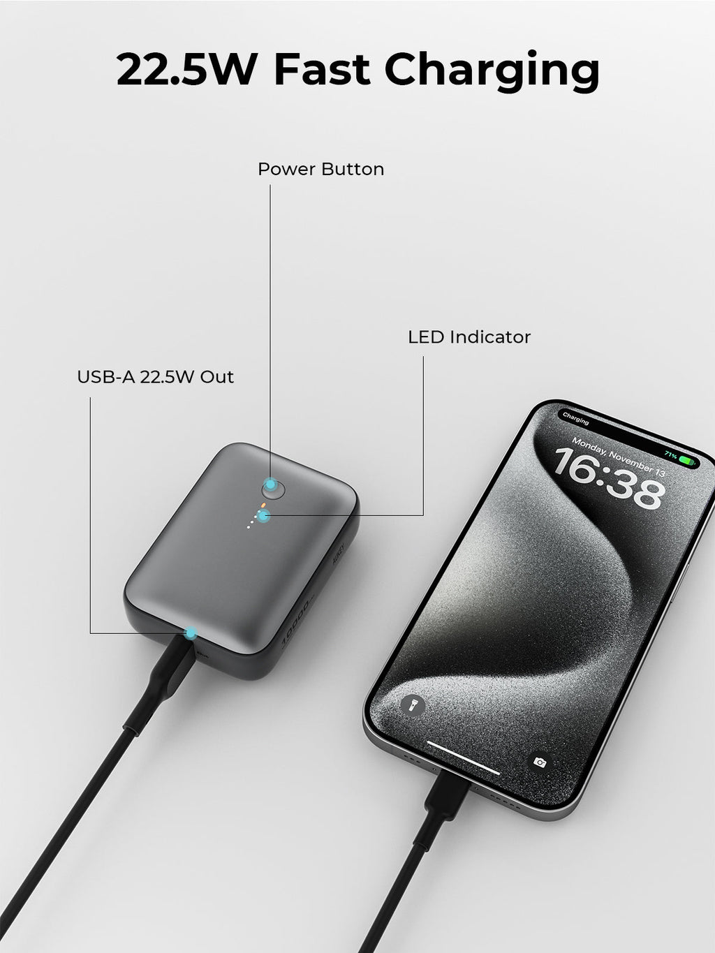 AUKEY Spark Mini 10000mAh Credit Card-Sized Compact Portable Power Bank with USB-C & USB-A – PB-Y55