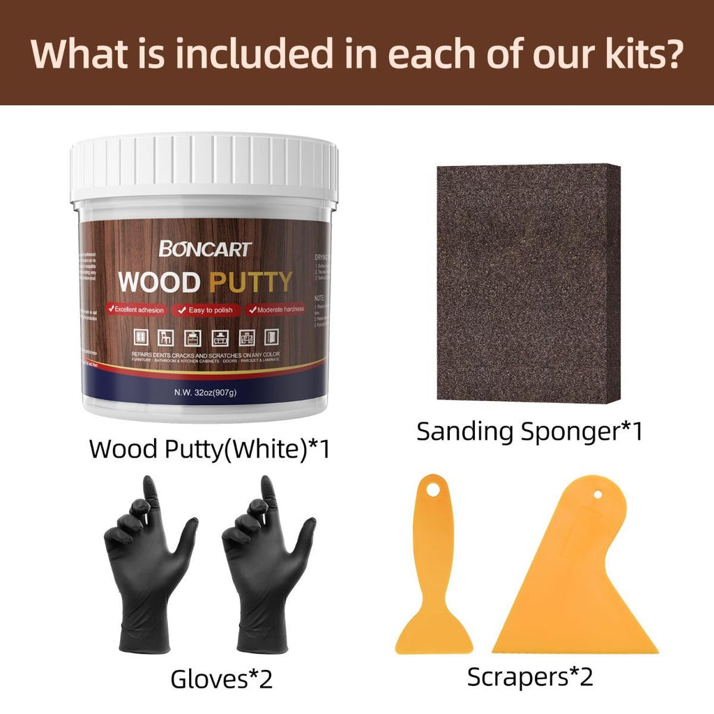 Wood Filler, White Wood Putty | Paintable, Sandable, Furniture Repair Kit for Quickly Fixing Broken and Defective – 243g
