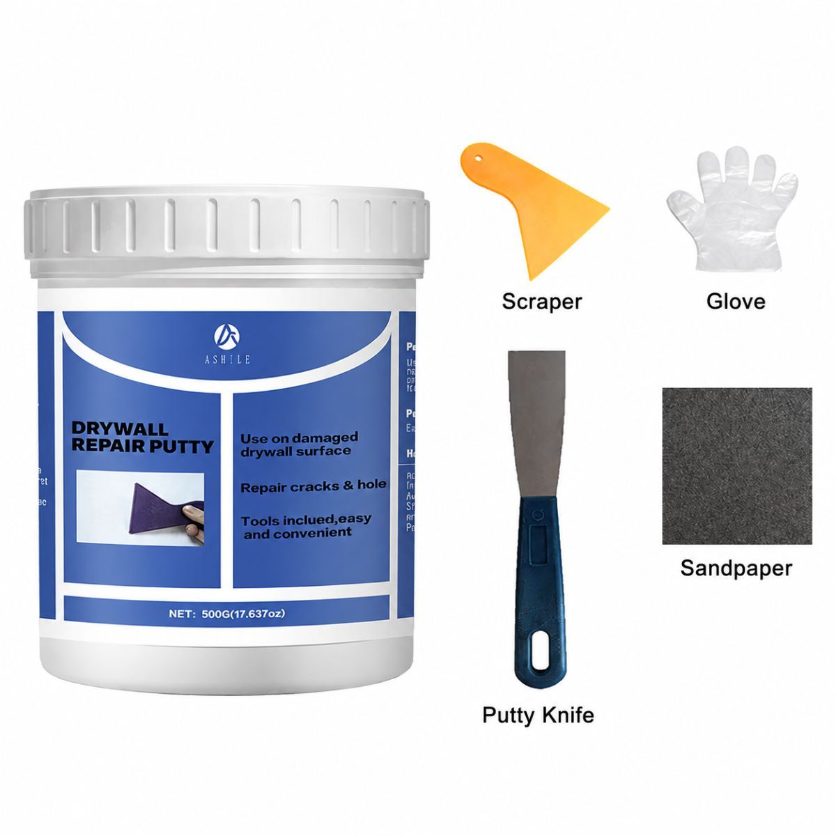 Drywall Repair Kit, Drywall Hole Patch Repair Kit, Wall Spackle Paste to Fix Wall Surface Holes and Creak Damage with – Ref WHT2