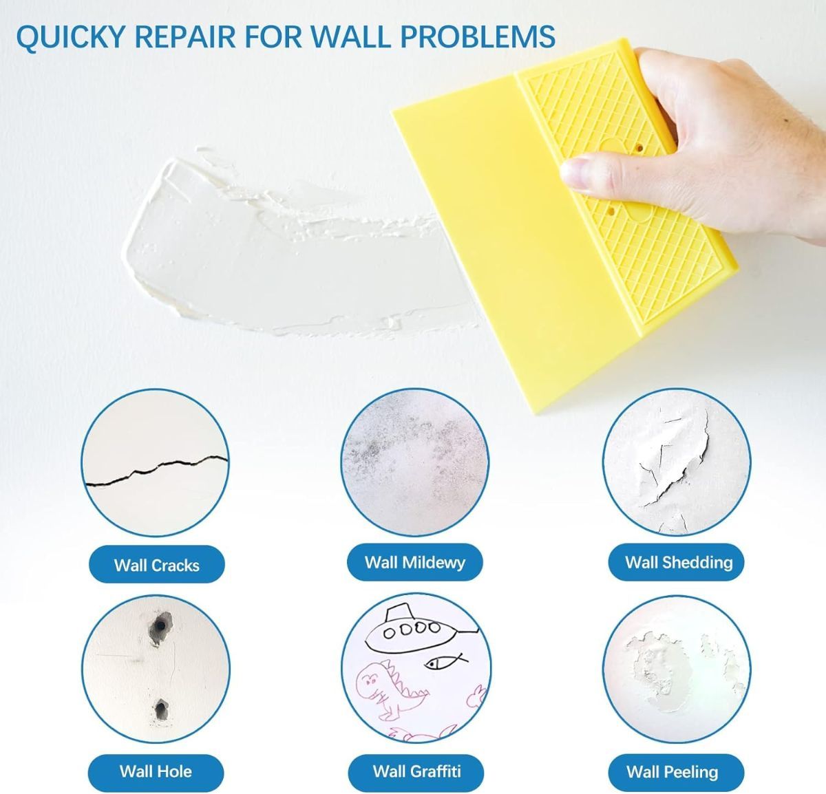 Drywall Repair Kit, Drywall Hole Patch Repair Kit, Wall Spackle Paste to Fix Wall Surface Holes and Creak Damage with – Ref WHT2