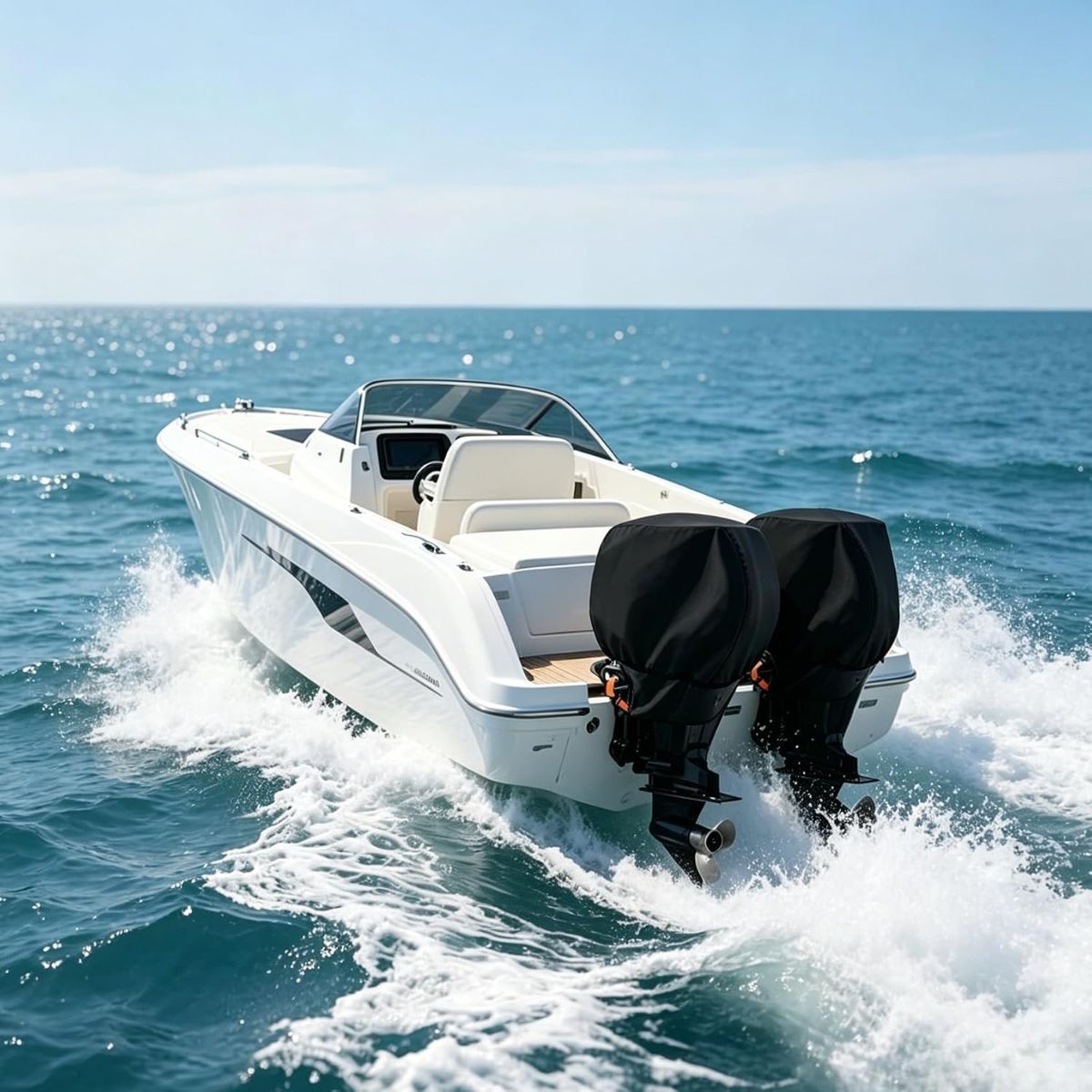 Waterproof Outboard Motor Cover – 30–60HP – Black – Ref BLK2