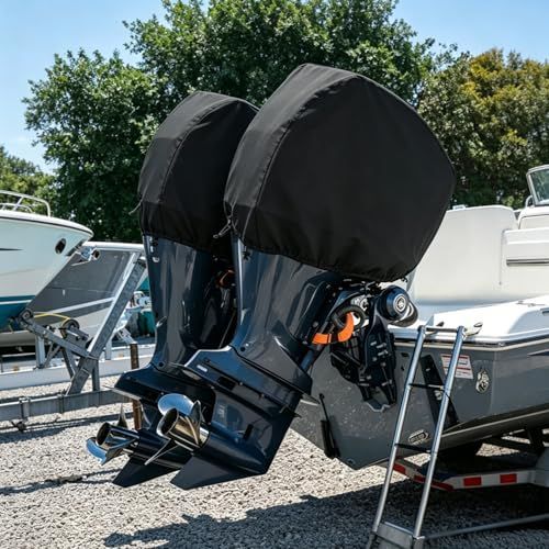 Waterproof Outboard Motor Cover – 150–250HP – Black – Ref BLK5