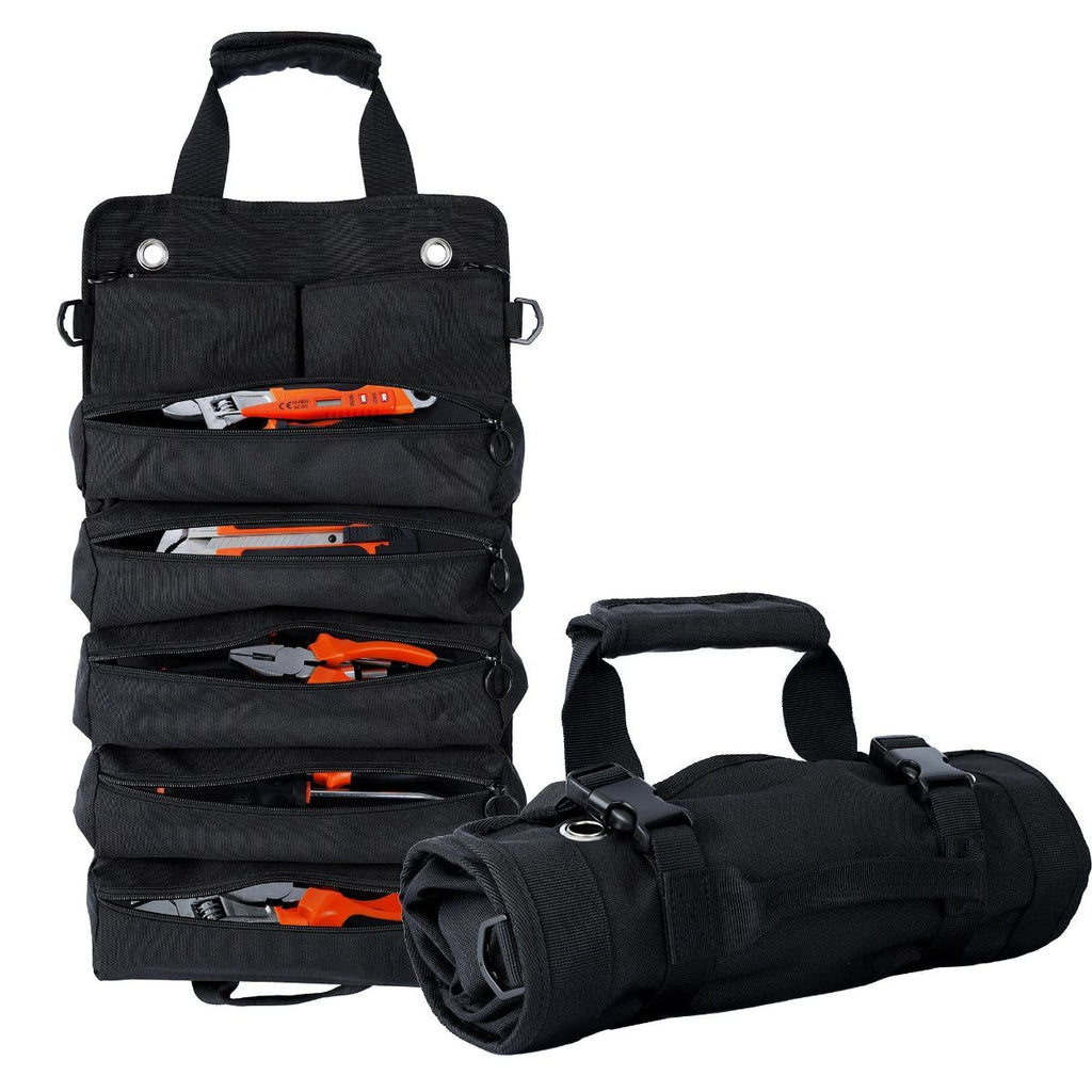 Roll-Up Tool Bag – 900D Oxford – 5 Compartments + 2 Detachable Pouches