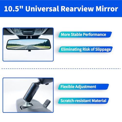 10.5in Universal Interior Rear-View Mirror – Wide Angle Anti-Glare
