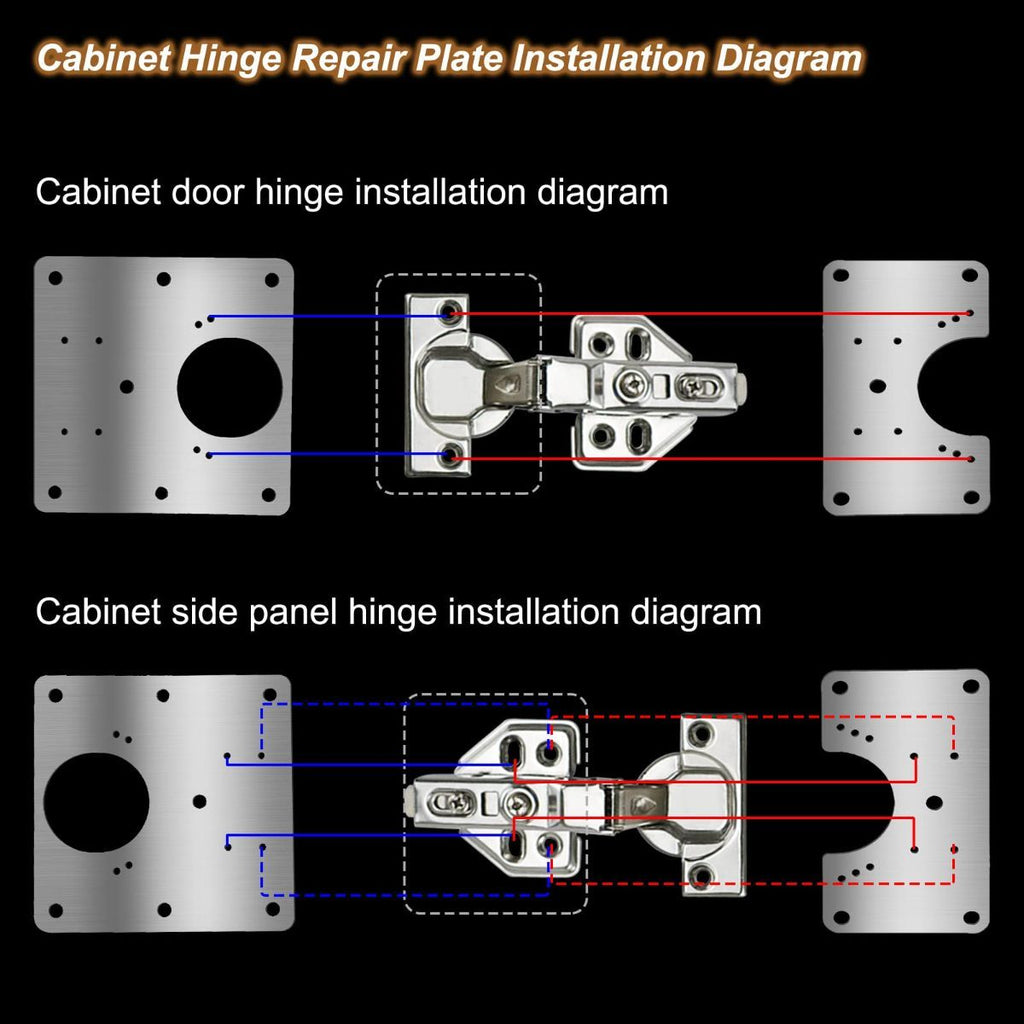 Cabinet Hinge Repair Plate, Hinges Repair Fixing Plate Cabinet Repair Board | 6 Piece Stainless Steel Hinge Repair
