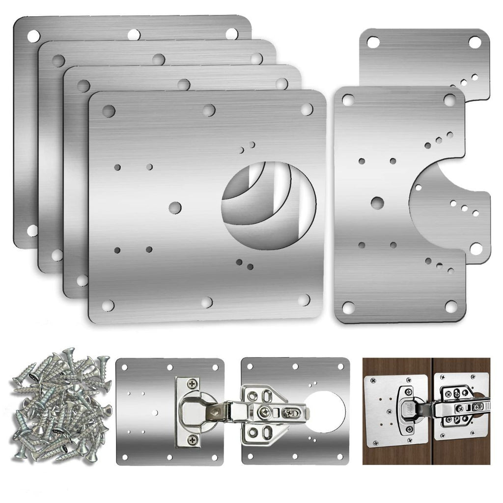 Cabinet Hinge Repair Plate Hinges Repair Fixing Plates Cabinet Repair Board | 6 Piece Stainless Steel Kitchen
