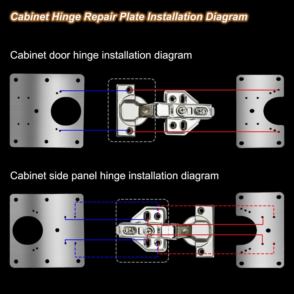 Cabinet Hinge Repair Plate Hinges Repair Fixing Plates Cabinet Repair Board | 6 Piece Stainless Steel Kitchen