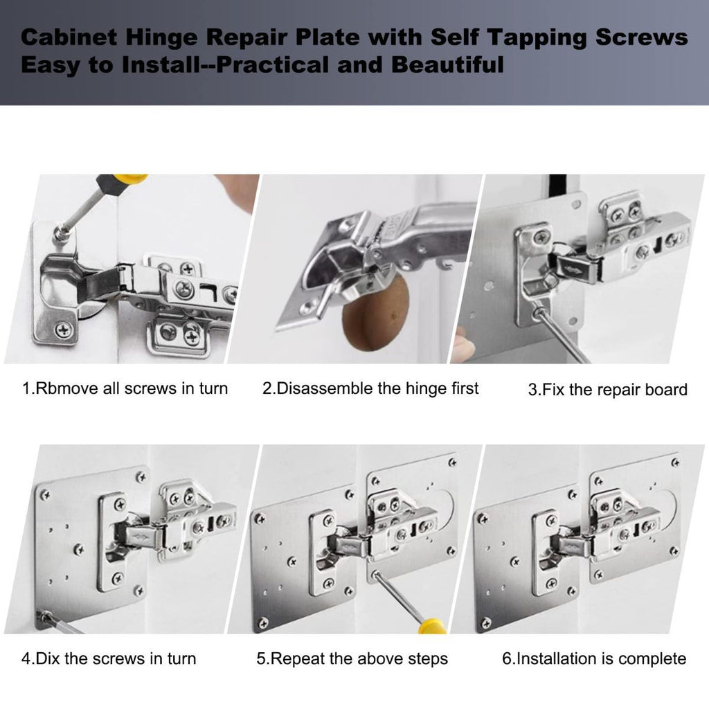 Cabinet Hinge Repair Plate Hinges Repair Fixing Plates Cabinet Repair Board | 6 Piece Stainless Steel Kitchen