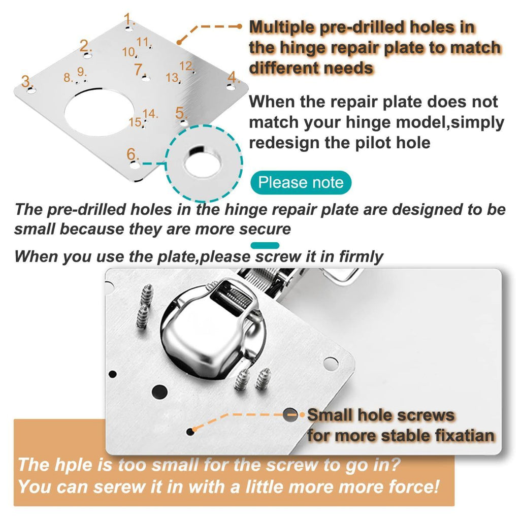 Cabinet Hinge Repair Plate Hinges Repair Fixing Plates Cabinet Repair Board | 6 Piece Stainless Steel Kitchen