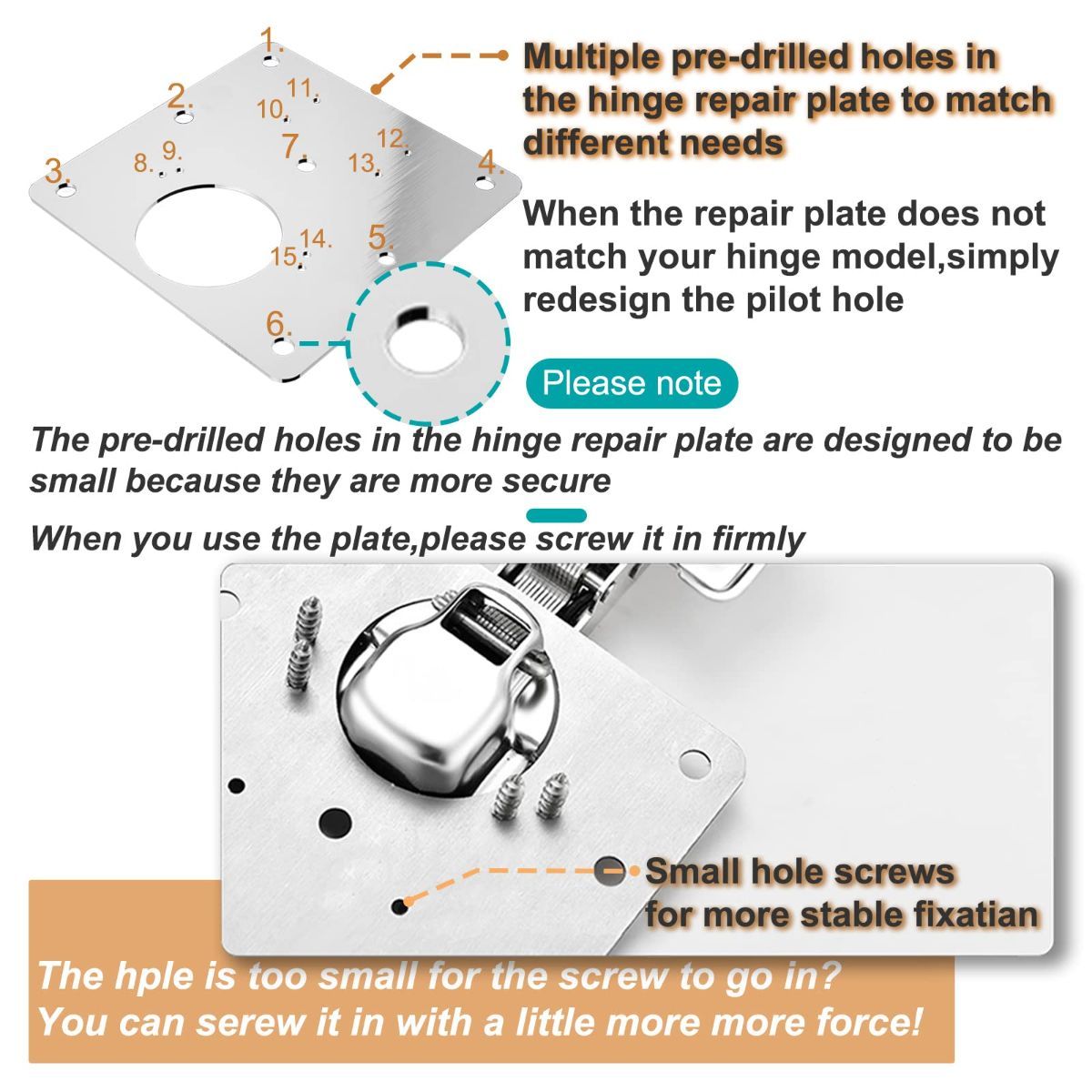 Cabinet Hinge Repair Plate Hinges Repair Fixing Plates Cabinet Repair Board | 6 Piece Stainless Steel Kitchen