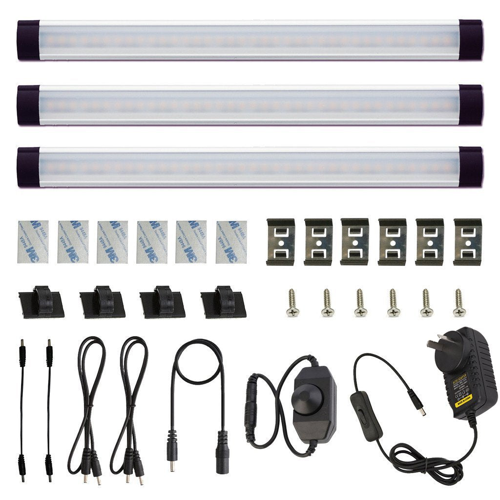 Dimmable Led Under Cabinet Lighting Bar Linkable Kits with Rocker Switch Under Counter Kitchen, Showcase