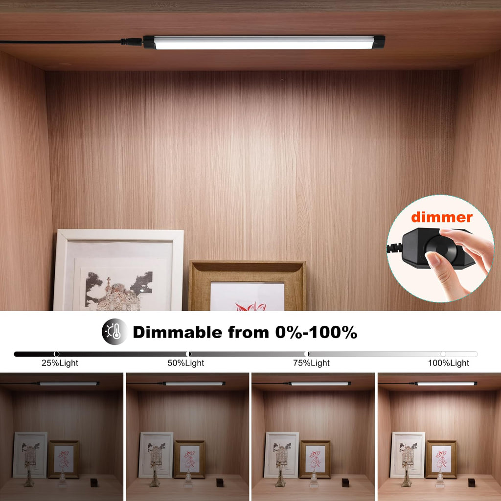 Dimmable Led Under Cabinet Lighting Bar Linkable Kits with Rocker Switch Under Counter Kitchen, Showcase