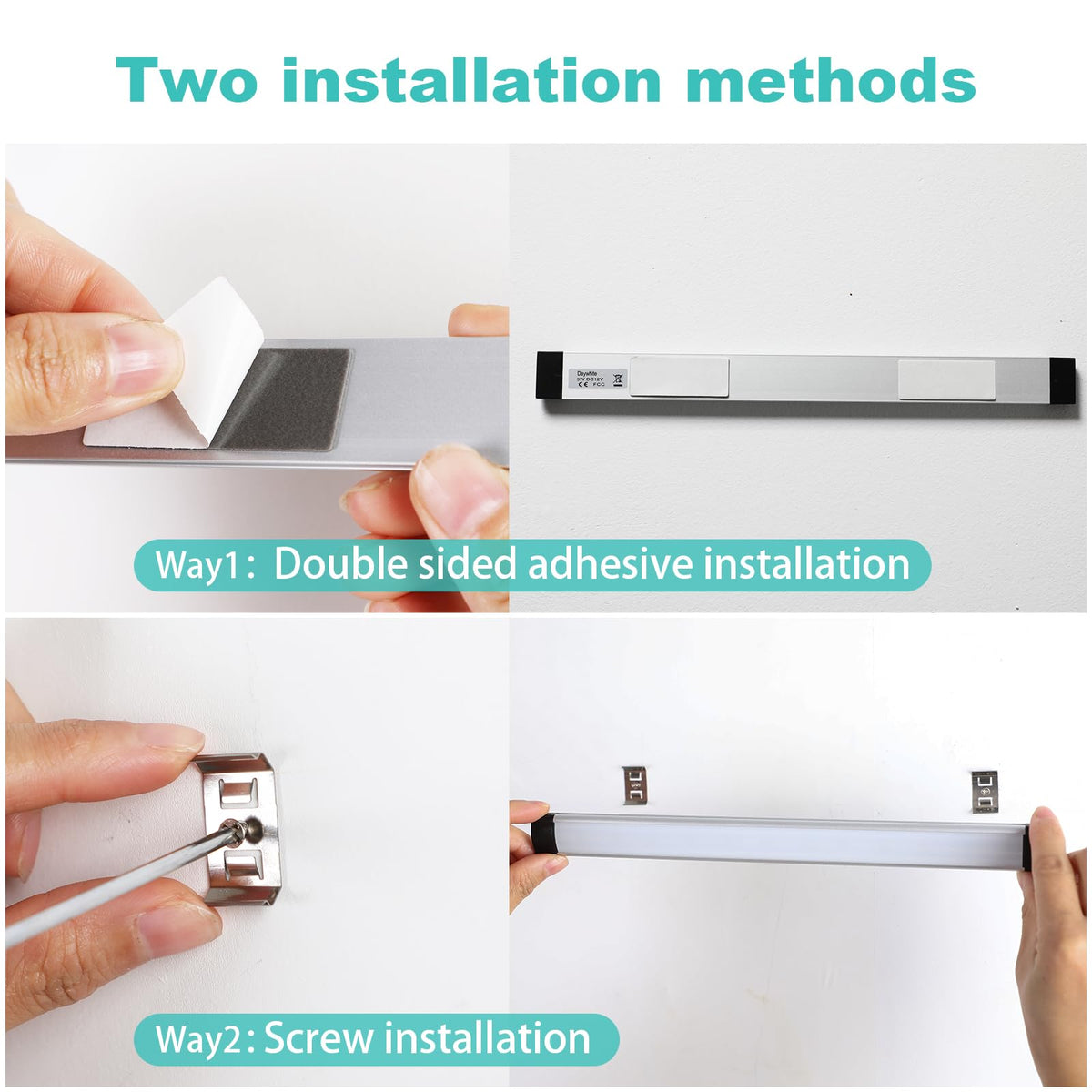 Dimmable Led Under Cabinet Lighting Bar Linkable Kits with Rocker Switch Under Counter Kitchen, Showcase