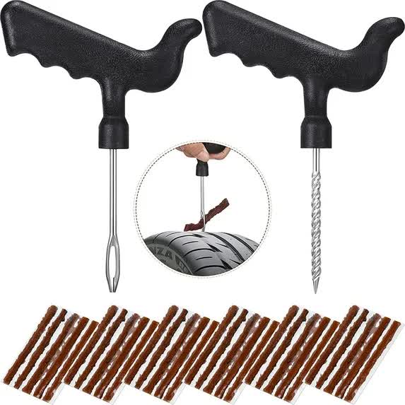 32 Pieces Tyre Repair Kit with Plug Tyre Plug Kit Tyre Plug Repair Kit T Handle Tyre Repair Tools to Fix Punctures