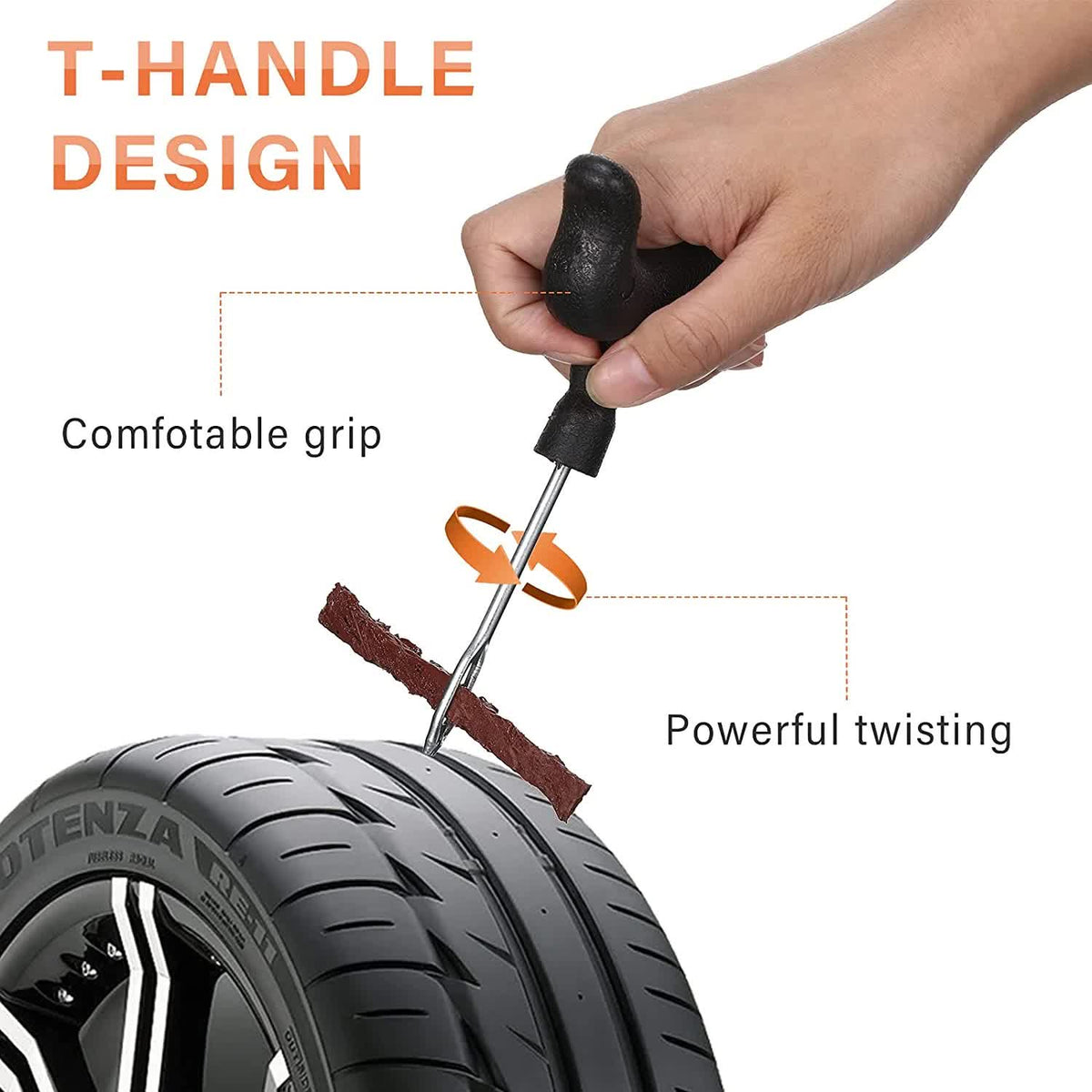 32 Pieces Tyre Repair Kit with Plug Tyre Plug Kit Tyre Plug Repair Kit T Handle Tyre Repair Tools to Fix Punctures