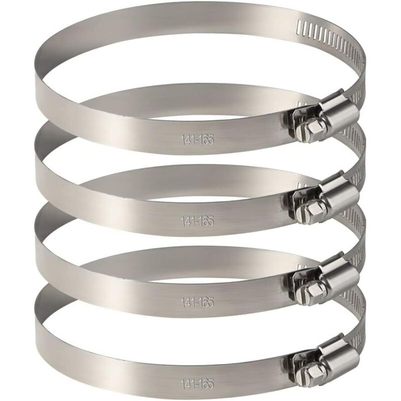4 Piece Stainless Steel Hose Clamps – Adjustable For Fixing Flexible Hoses (141Mm-165Mm)