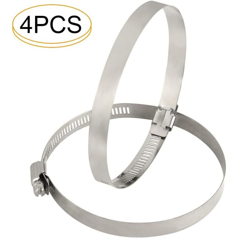 4 Piece Stainless Steel Hose Clamps – Adjustable For Fixing Flexible Hoses (141Mm-165Mm)