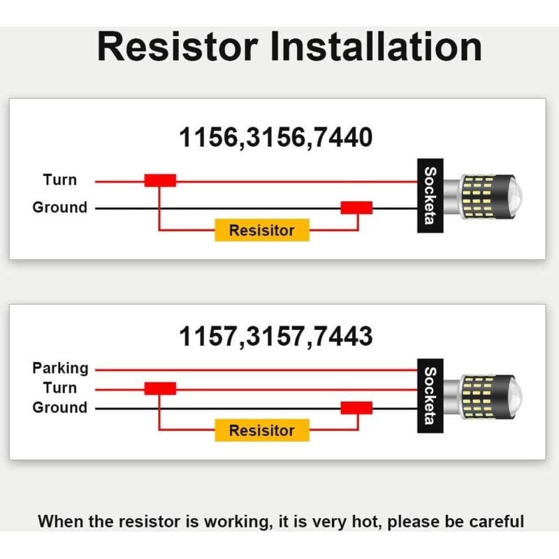 4 Piece 50W 8 Ohm LED Load Resistors Headlight Load Resistor Fog Light Decoder LED Turn Signal Resistor Decoder Wire