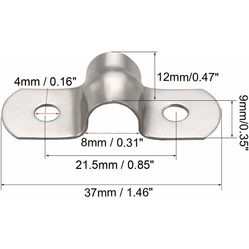 50 Piece 8Mm U-Tube 304 Stainless Steel Pipe Clamps Rigid Pipe Clamps U-Clamps For Pipe Fixing