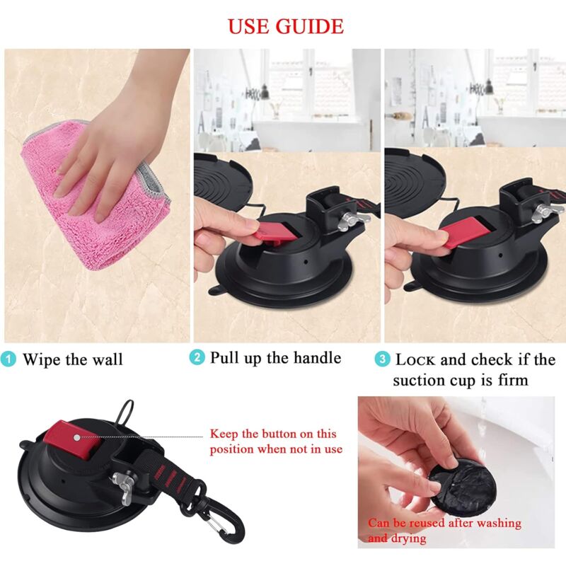 2 Piece Strong Car Anchor Suction Cups With Hook Fixing For Car Side Awning, Boat, Camping, Tarp, Tents, Luggage