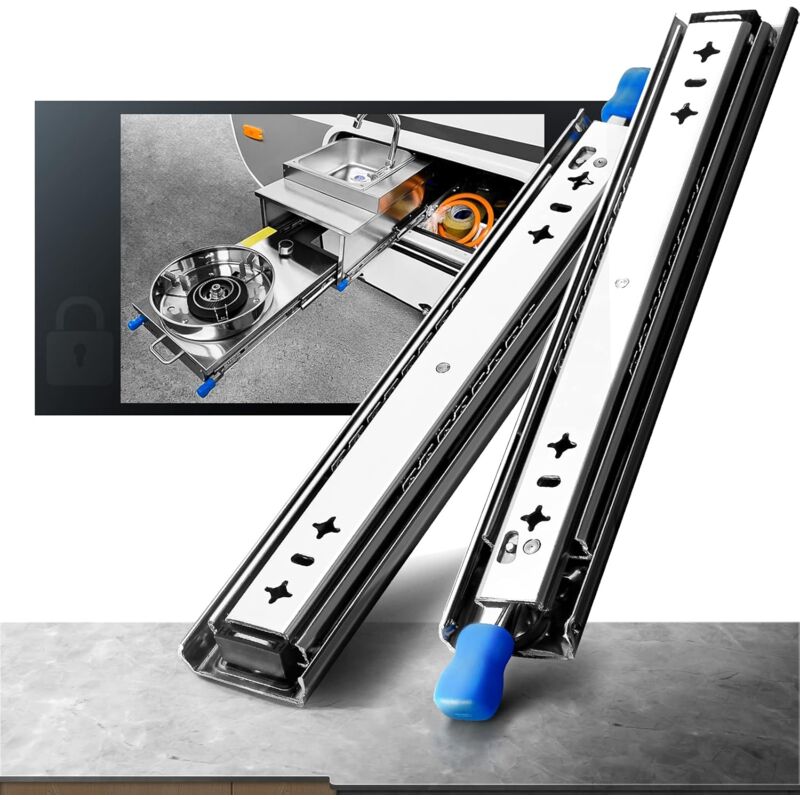 Heavy Duty Drawer Slide With Lock Fixing Drawer Slide 120Kg Load Capacity Ball Bearing 1 Pair (30Cm)