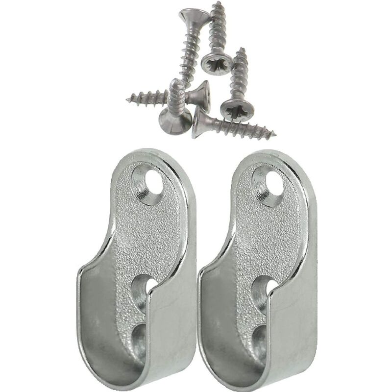 Oval Furniture Rail Hanger 2 Pieces – Wardrobe Tube Bracket For Oval Bar Nickel Plated Steel ROd Hanger Fixing Metal