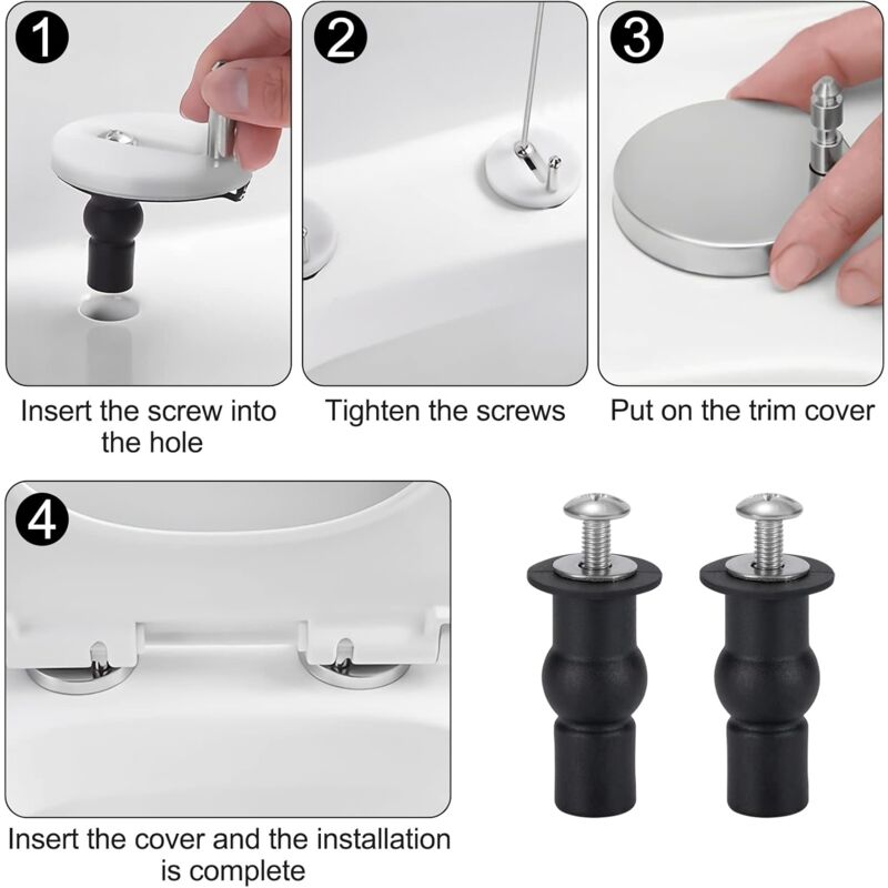 Toilet Seat Fixing Toilet Seat Hinge Toilet Seat Fixing Screws For General Toilet Seats 4 Piece Black