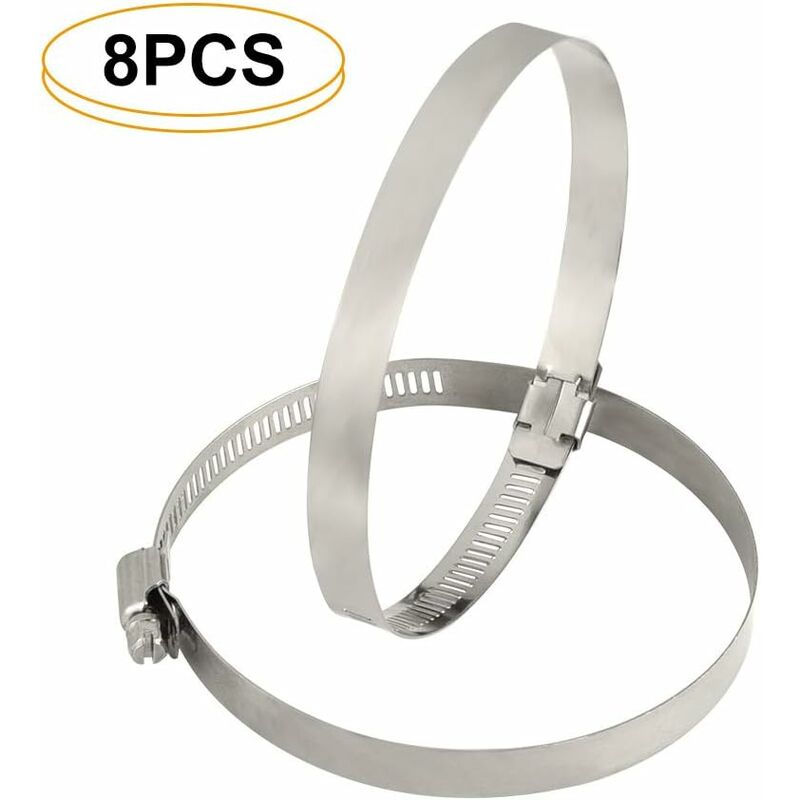 8 Piece Hose Clamp, Adjustable 91-114Mm Stainless Steel Hose Clips Sizes For Fixing Hoses And Pipes