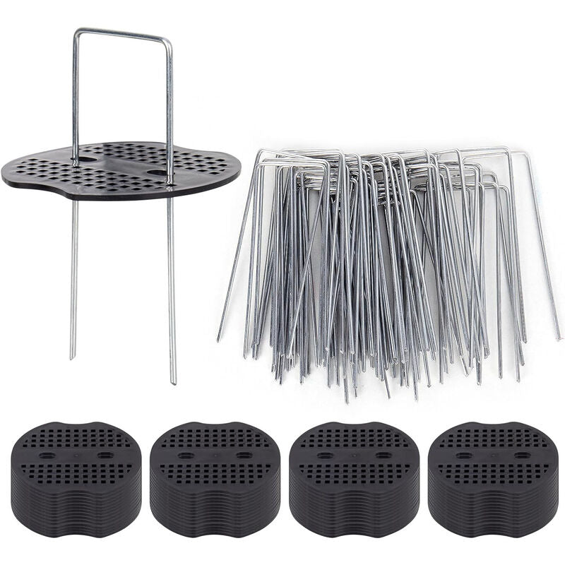 50 Garden Stakes With Washers, Galvanized Steel Tarpaulin Fixing Stakes, Mulch Fabric Fixing Staples, Galvanized