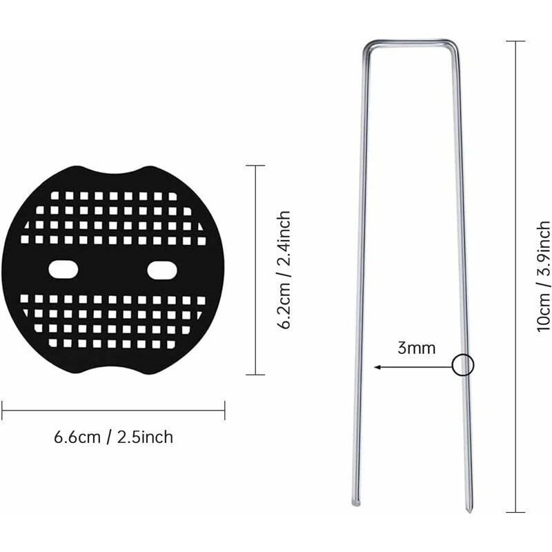 50 Garden Stakes With Washers, Galvanized Steel Tarpaulin Fixing Stakes, Mulch Fabric Fixing Staples, Galvanized