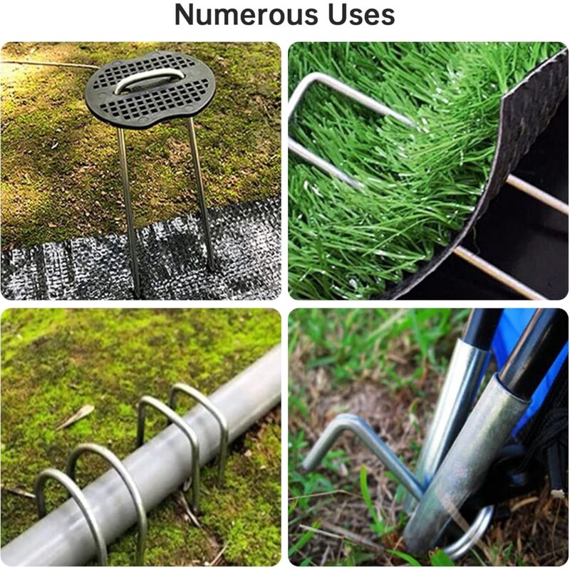 50 Garden Stakes With Washers, Galvanized Steel Tarpaulin Fixing Stakes, Mulch Fabric Fixing Staples, Galvanized