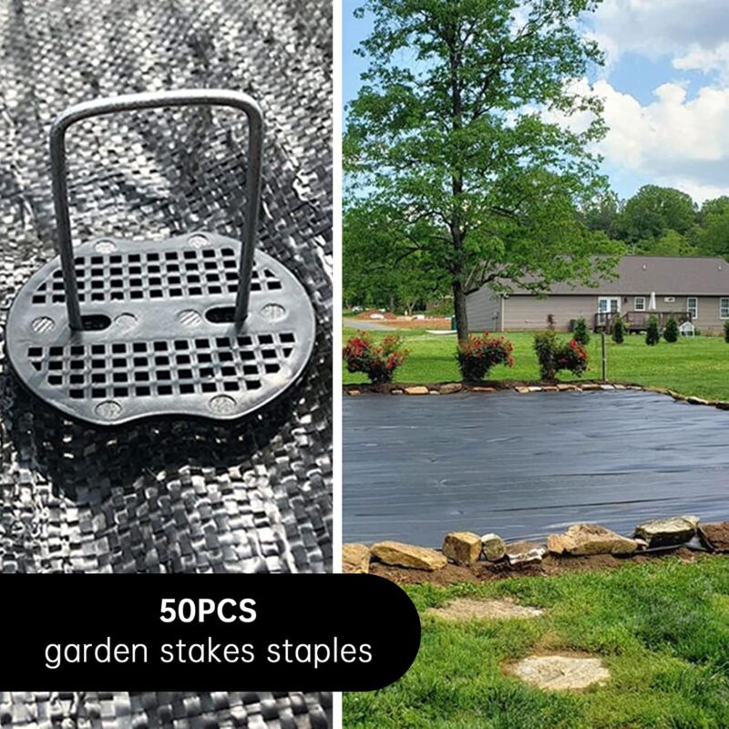 50 Garden Stakes With Washers, Galvanized Steel Tarpaulin Fixing Stakes, Mulch Fabric Fixing Staples, Galvanized