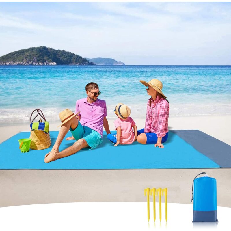 Sandproof Beach Blanket Waterproof Beach Mat 210 X 200 Cm 4 Fixing Corners Beach Mat For Beach Travel Camping Hiking