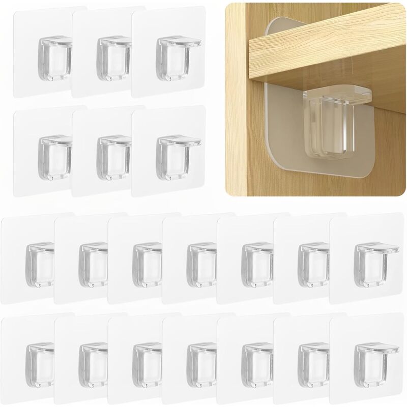 20 Piece Punch-Free Adhesive Wall Brackets – Fixed Wall Mount – Triangle Support Boards
