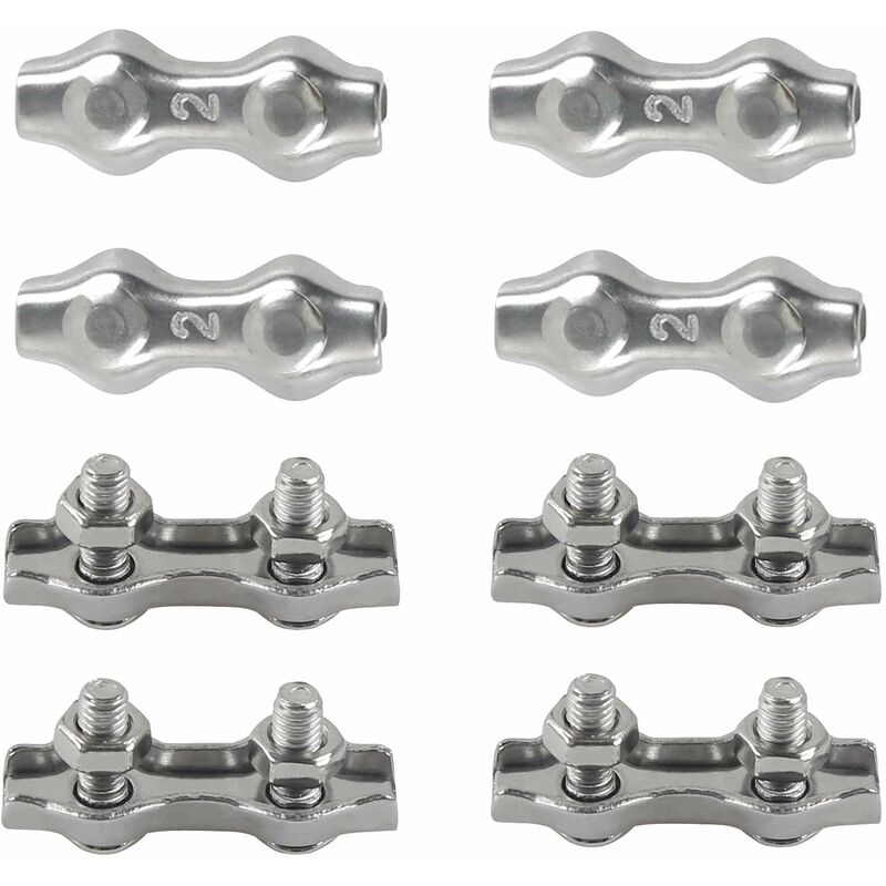 M2 Duplex Cable Clips 304 Stainless Steel Duplex Cable Clips For Wire ROpe Clotheslines Sun Sails Hanging Patio Fixed