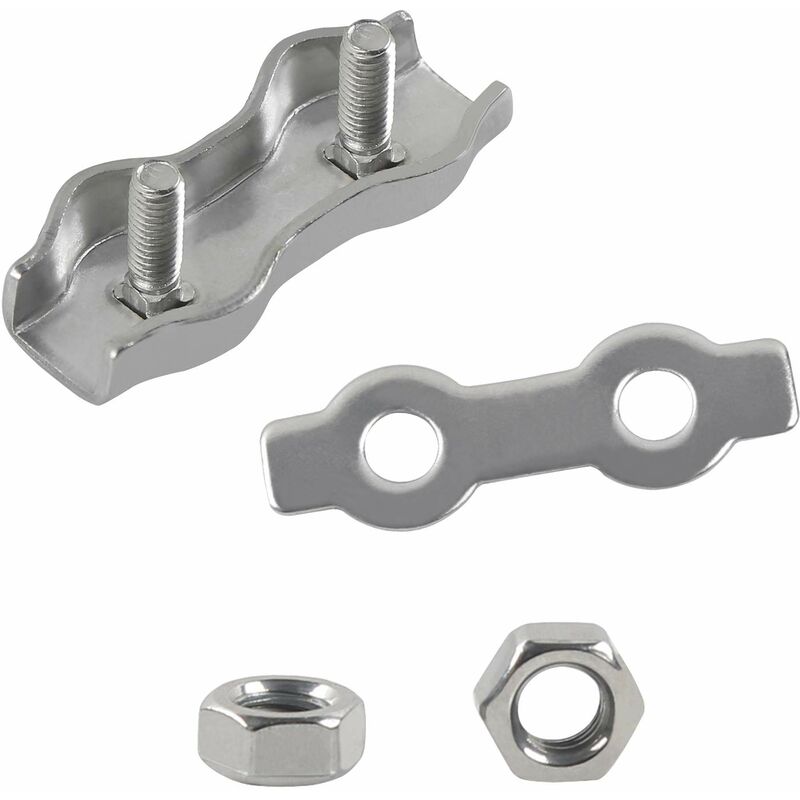 M2 Duplex Cable Clips 304 Stainless Steel Duplex Cable Clips For Wire ROpe Clotheslines Sun Sails Hanging Patio Fixed