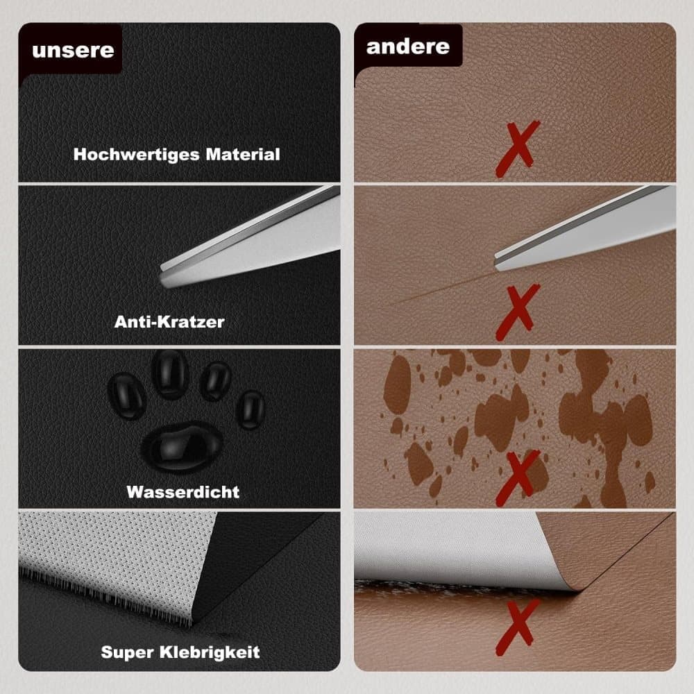 Self-adhesive Repair Patch for Artificial Leather, 30 cm x 137 cm, Red, for Fix Dekor