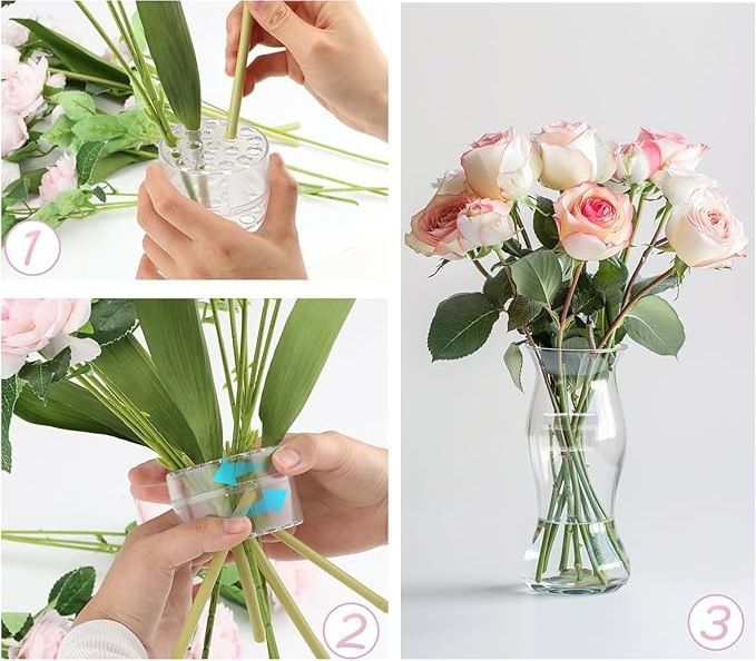 2 Piece Spiral Ikebana Stem Holder, Flower Arrangement Holder Ring Reusable Floral Bouquet Twister Round Flow – Ref 004