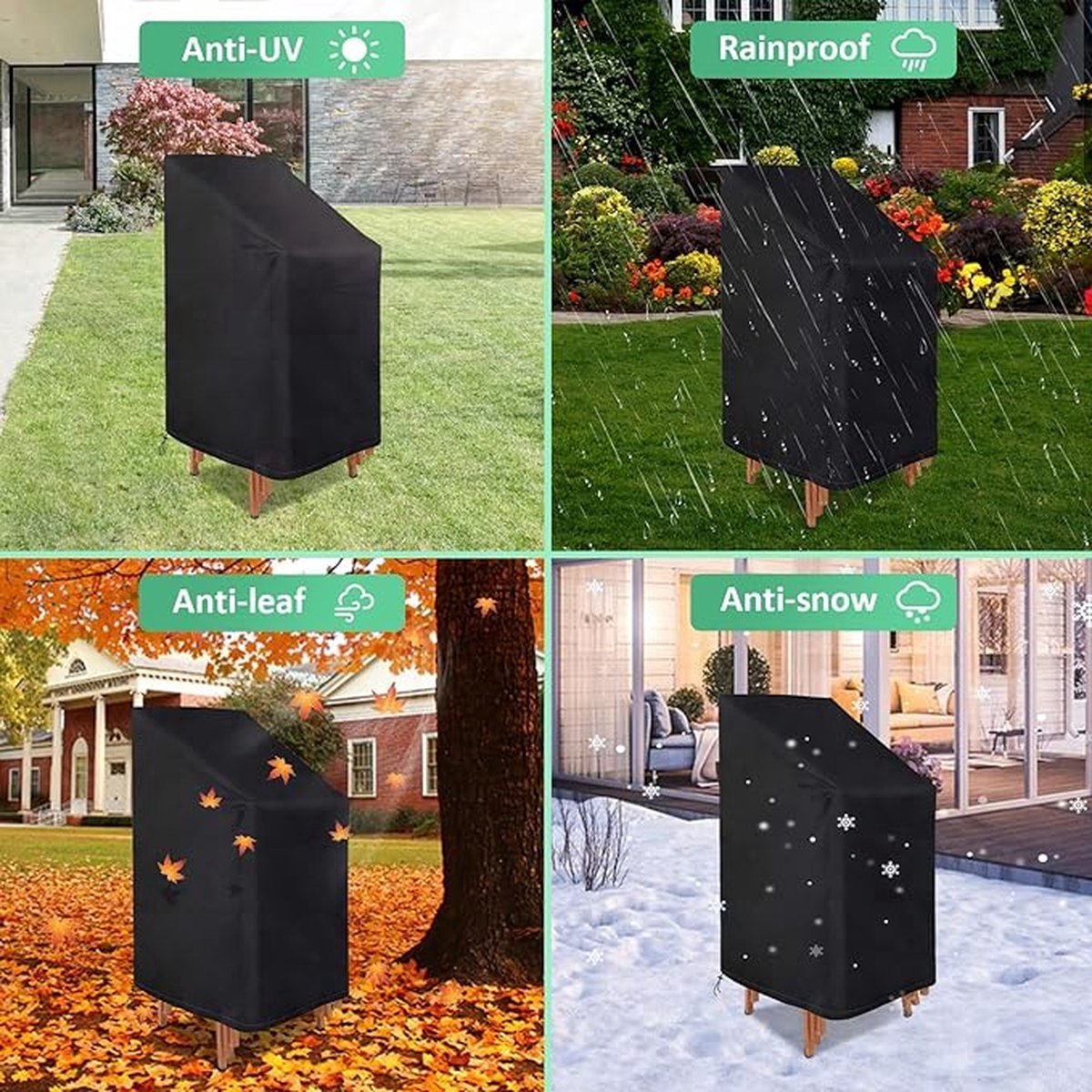 2-Piece Garden Chair Cover – Garden Chair Protective Cover – Durable – Waterproof – With Buckle and Drawstring