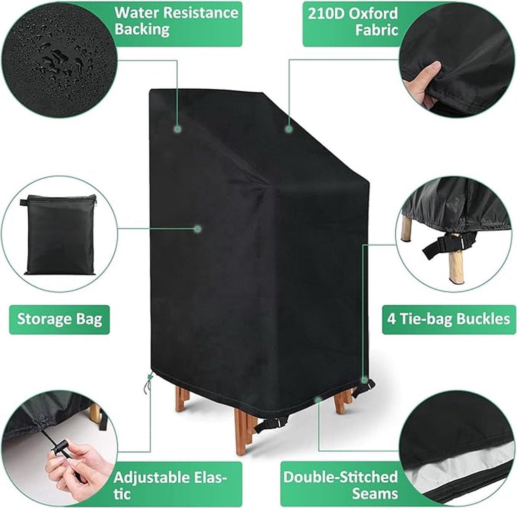 2-Piece Garden Chair Cover – Garden Chair Protective Cover – Durable – Waterproof – With Buckle and Drawstring