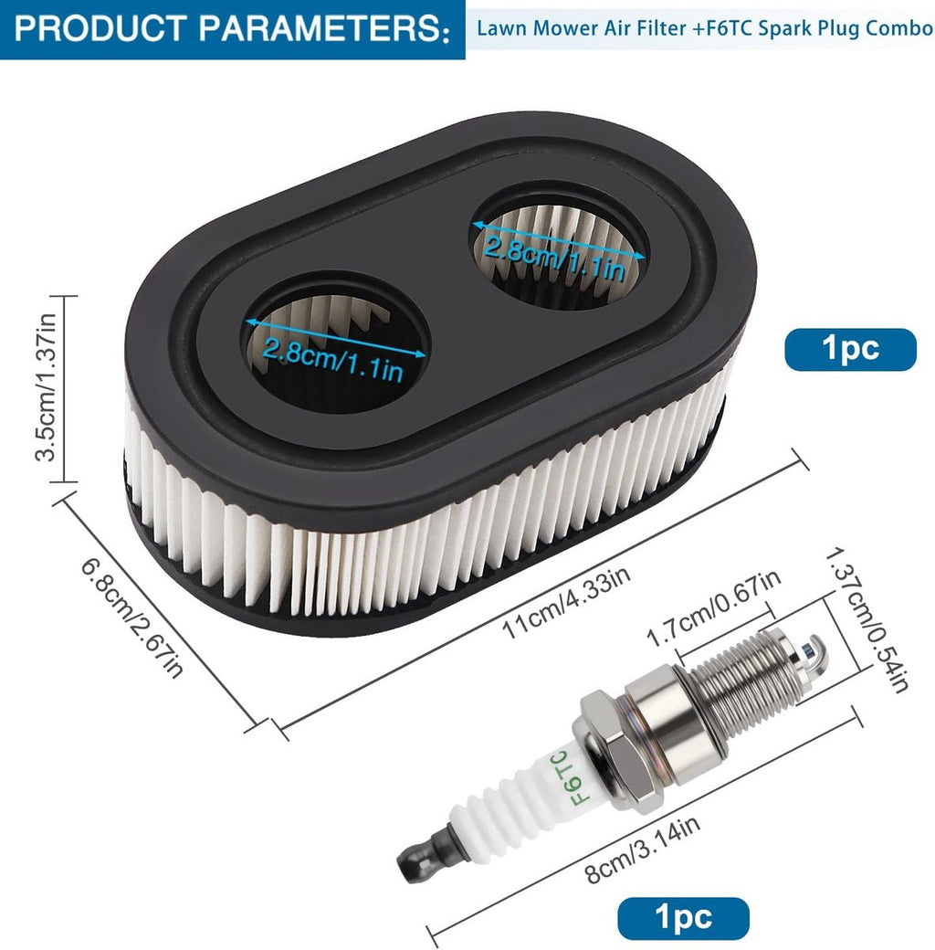 Lawn Mower Air Filter & Spark Plug Kit – Briggs & Stratton 550E/575EX – Replaces 593260 / 798452