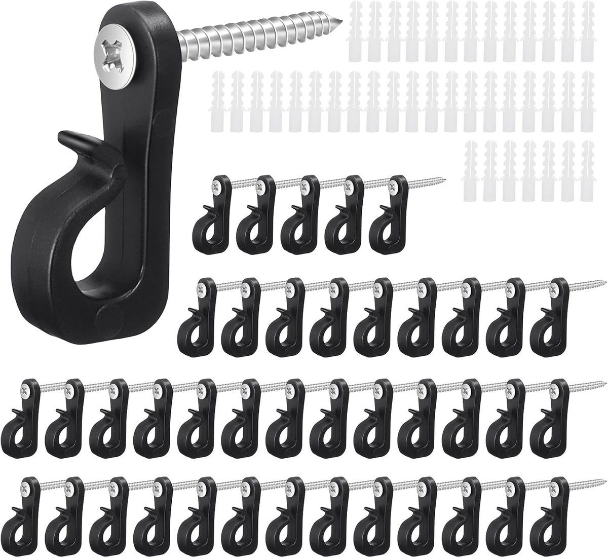 40 pieces – Christmas Light Clips – Screw Hooks – Screw Hooks for Suspension – Outdoor Lamp Hooks – with Screw Fixing