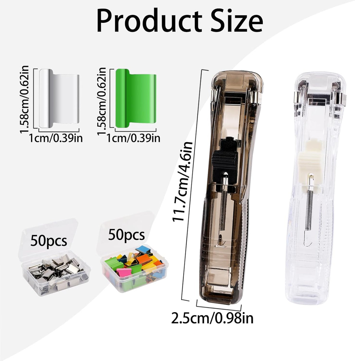 2 Piece Portable Handheld Paper Clam Clip Dispenser Paper Clam Clip Dispenser with 100 Piece Paper Clam Clip Refills