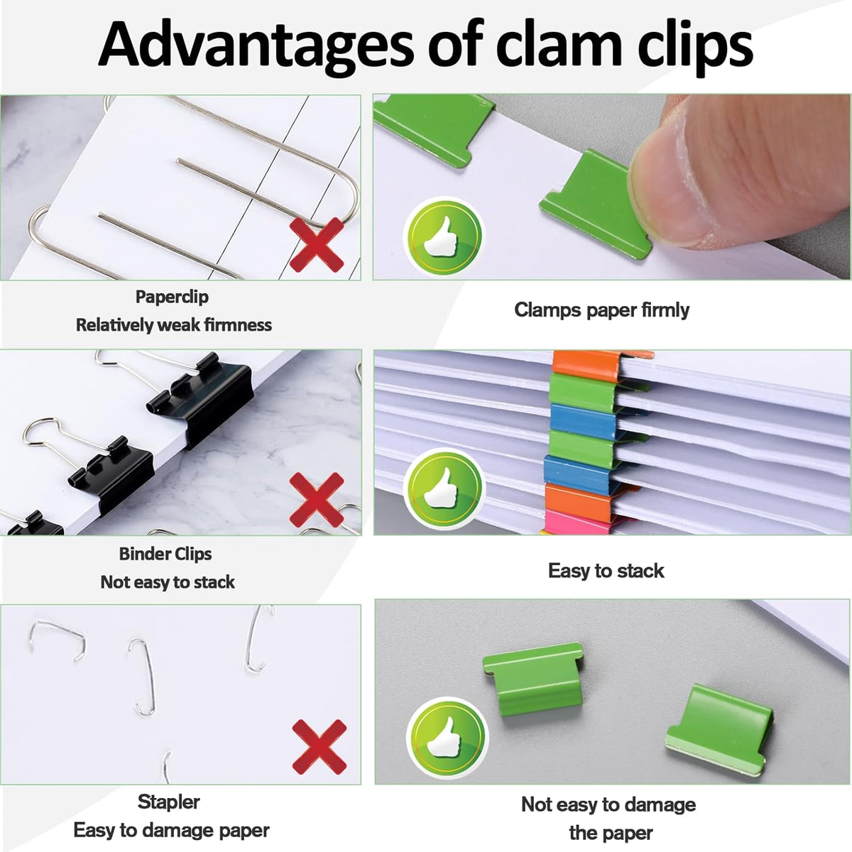 2 Piece Portable Handheld Paper Clam Clip Dispenser Paper Clam Clip Dispenser with 100 Piece Paper Clam Clip Refills