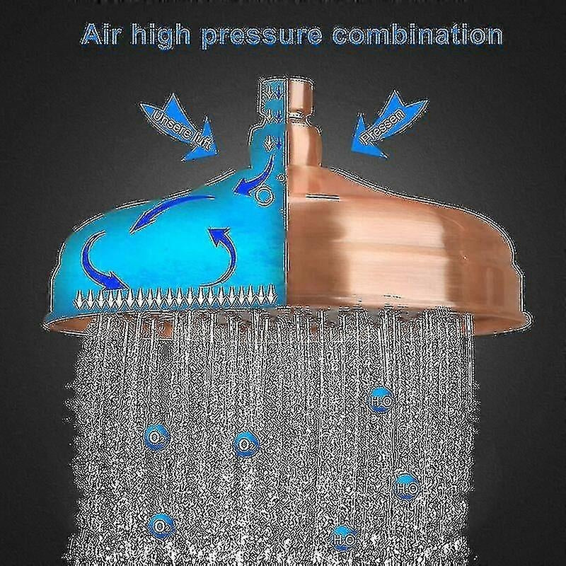 Copper High Pressure Rain Shower Head 20cm 8 Inch Adjustable Angle Fixed Mount Gold