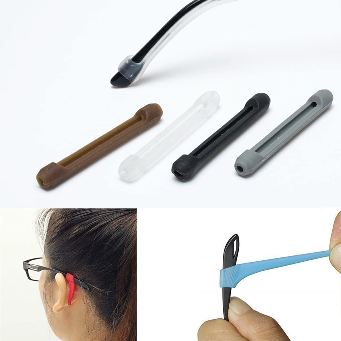 Silicone Ear Hooks – Eyeglass Accessories – Anti-slip and Anti-fall Leg Straps – Fixed Glasses Frame – Suitable for