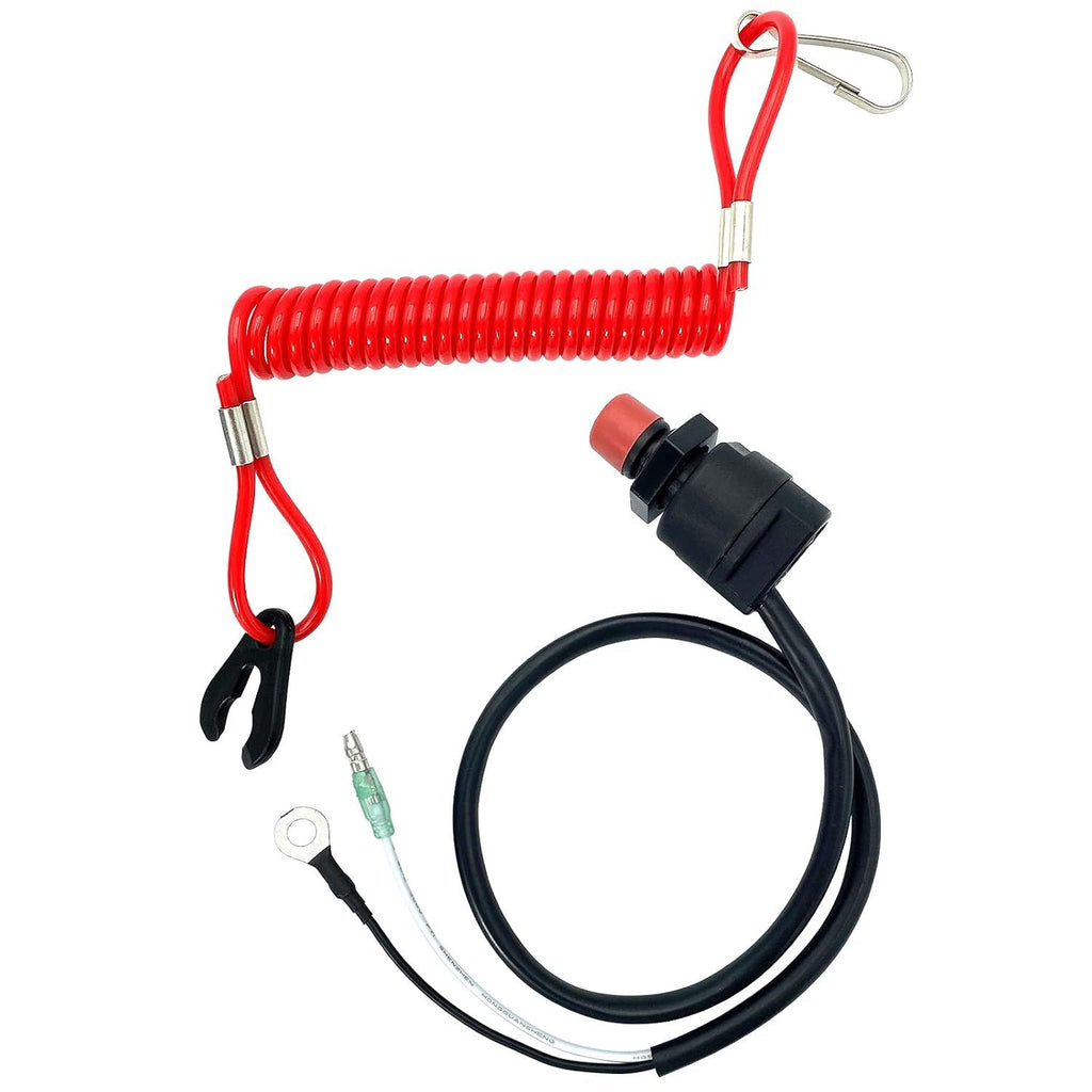 Boat Engine Emergency Stop Switch with Safety Tether Lanyard, Replacement Kill Switch Key for Yamaha, Tohatsu and