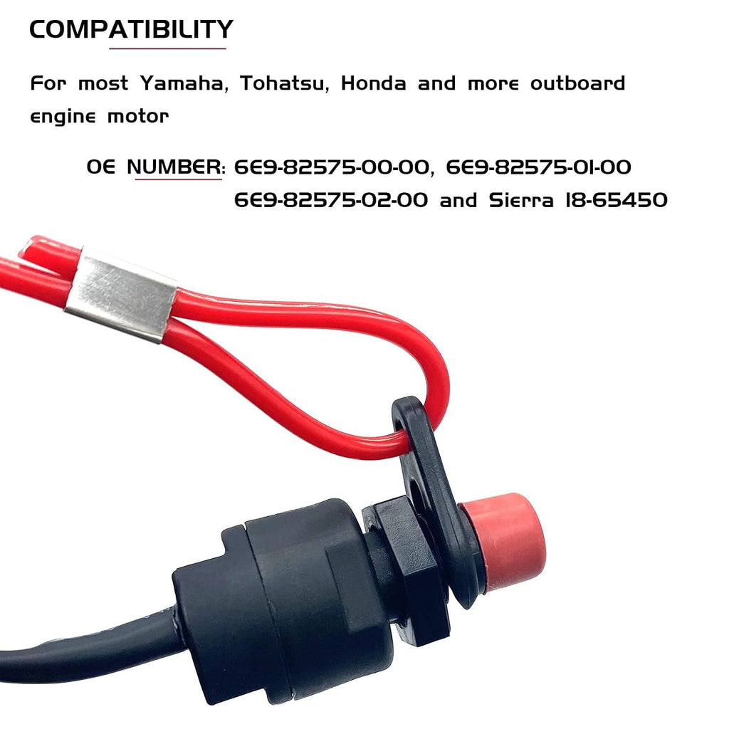 Boat Engine Emergency Stop Switch with Safety Tether Lanyard, Replacement Kill Switch Key for Yamaha, Tohatsu and